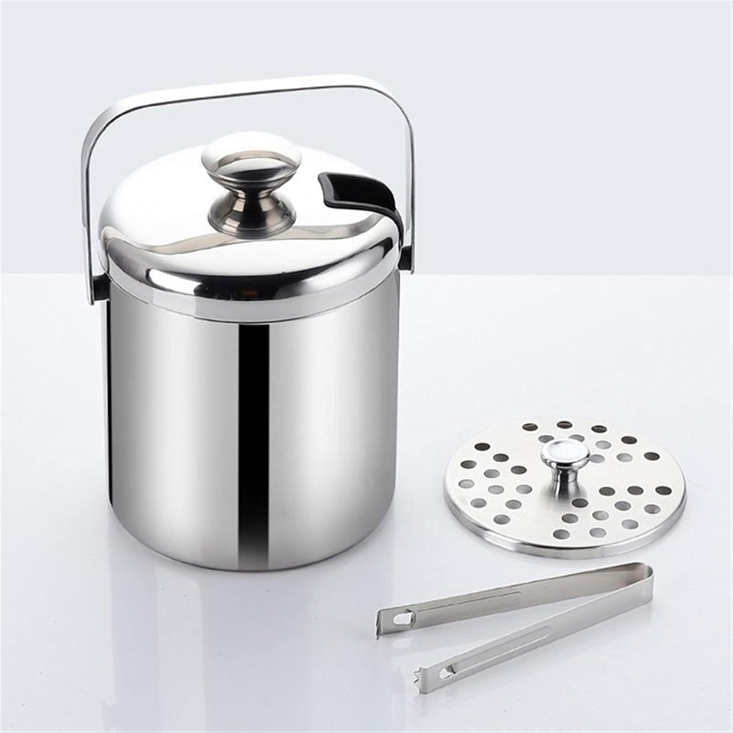Ice Bucket Ice Bucket Modern and Simple Double-Wall Stainless Steel Refrigerated Ice Bucket with Lid and Ice Clip Bar Household Beverage Bucket Ice Bucket Wine Bucket