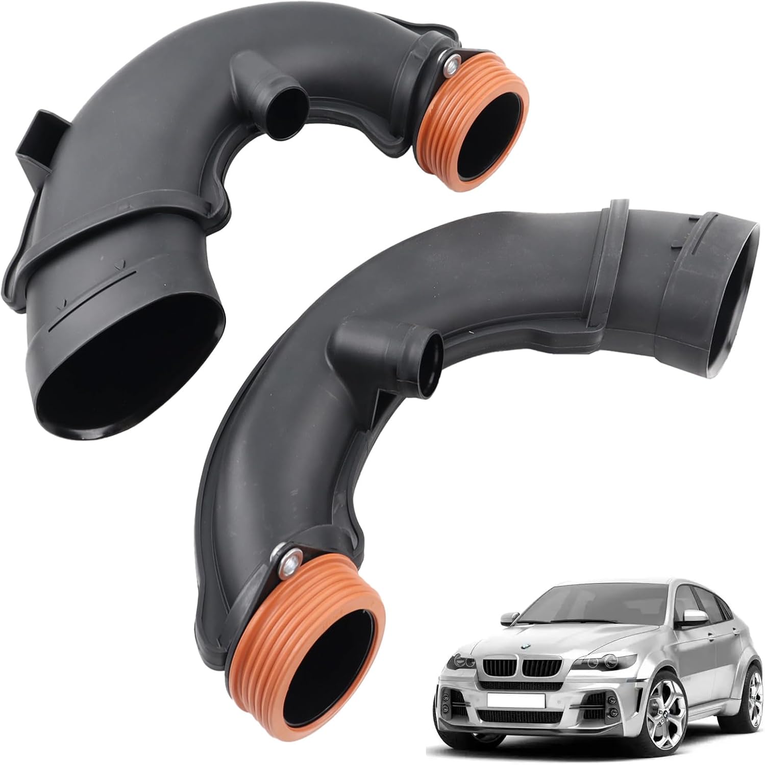 MUCO Rear Engine Air Intake Hose Kit 13717577452 13717577451 Duct hose Left Right Fit for B-MW E70 E71 F02 F06 F07 F12 08-17 5 6 7 Series X5 X6 550i 650i xDrive 750i 750Li X5 X6 Air Intake Pipe Duct