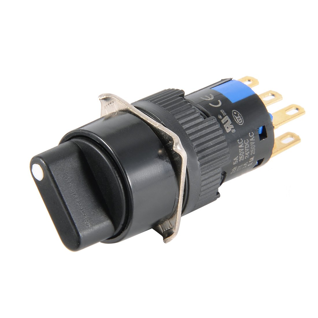 uxcell Latching Rotary Selector Switch 16mm Panel Cutout Dia DPDT ON ...