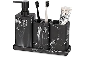 ZCCZ 4-Piece Black Marble Bathroom Accessory Set