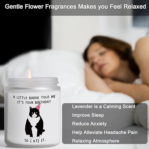 Miniatura 4 de Aujzoo Velas de regalo de feliz cumpleaños para mujeres, regalo único para mujeres, amigas, hermana, mamá, vela perfumada de lavanda, idea de regalo
