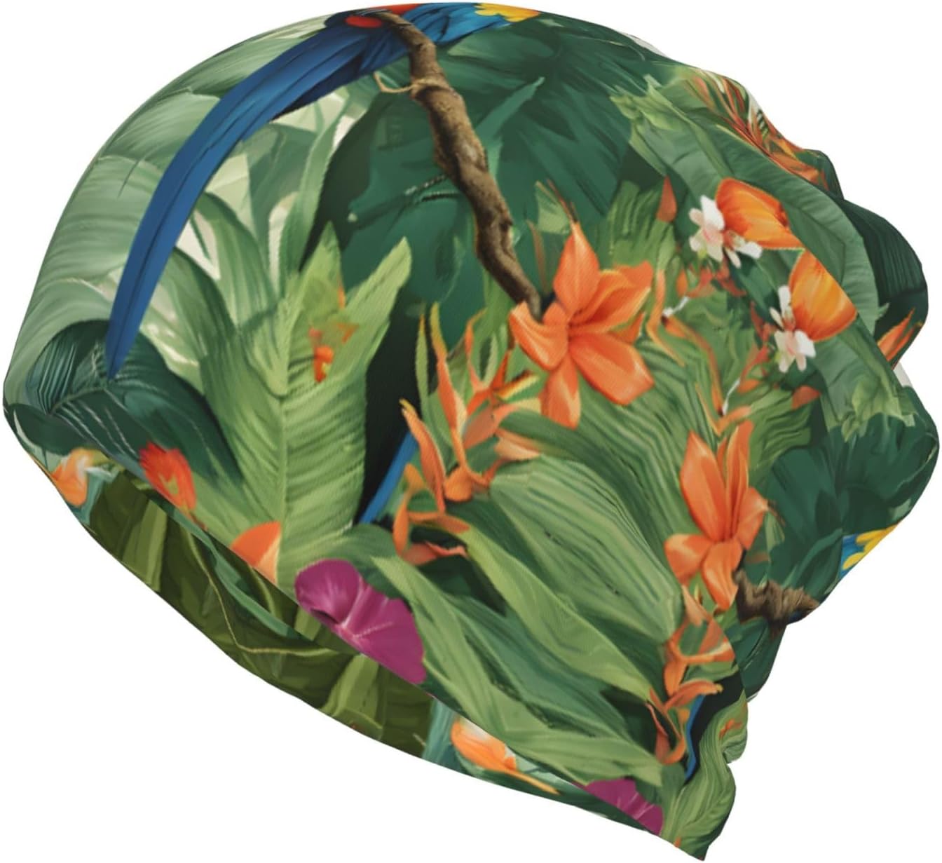 (Macaw and Toucan Perching of Rainforests) Multi-Functional Convertible Brimless Hat for Daily Outdoor Travel Use -