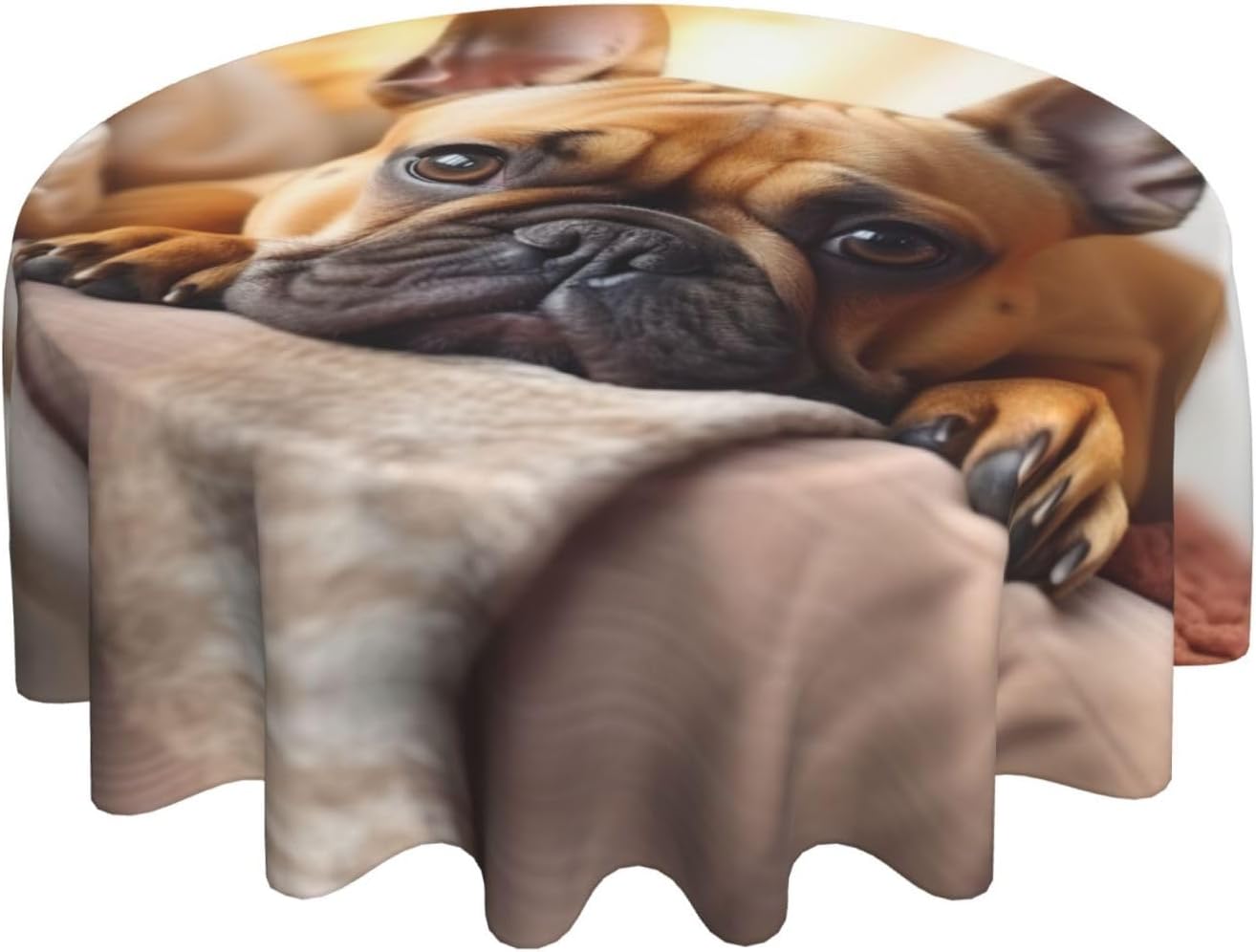 Animal Dog French bulldog1 Print Wrinkle Free Dining Table Cover for Birthday Party Farmhouse Tablecloths Up to 60 x 60 Inches