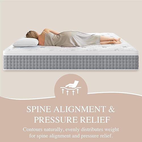 Miniatura 5 de Sleepmax Colchón firme tamaño King de 14 pulgadas – Colchones híbridos de la colección Hotel-Collection con soporte extra lumbar y HIPS – Cama de