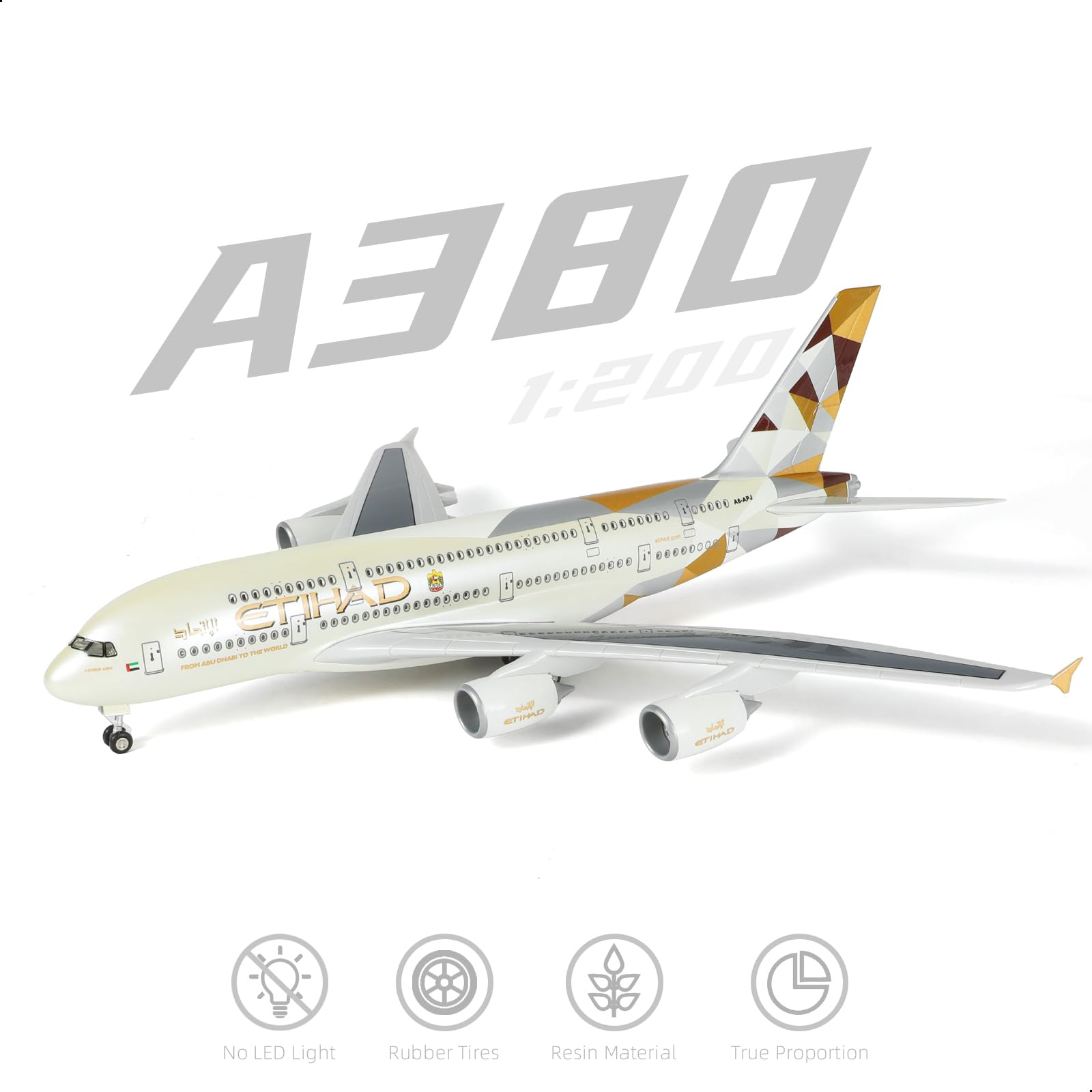 Model samolotu A380 w skali 1/200, odlew ciśnieniowy do modelu samolotu Airbus A380 ze stojakiem (długość 40 cm), gotowy zestaw modelarski dla dorosłych, kreatywne prezenty z lotnictwa, T