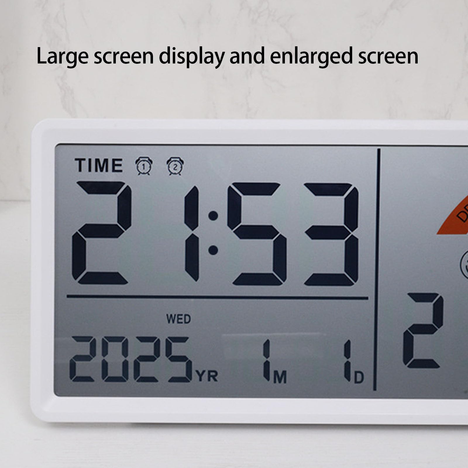 Orologio Elettronico Multifunzionale Monitoraggio della Temperatura Interno Setup Easy Batteria A Funzionamento con 2 Allarme E Snooze Display Grandi Dimensioni per Anziani Facile Leggibilità