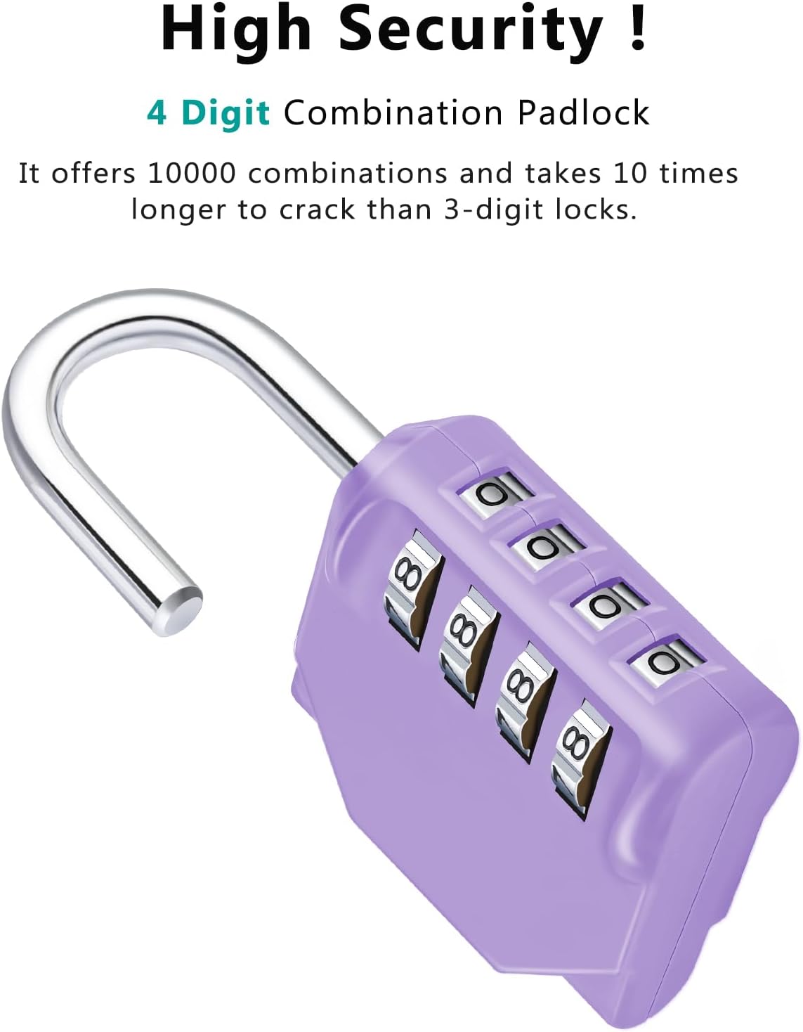 ZHEGE Combination Lock Outdoor 2 Pack, 4 Digit Resettable Weatherproof Combination Padlock for Gym, School, Gates, Doors, Hasps Storage (Purple, 2 Pack) thumbnail