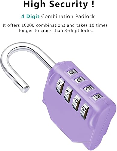 Miniatura 35 de ZHEGE Candado de combinación de 4 dígitos reajustable para exteriores, gimnasio, escuela, valla y casillero de empleados (plateado)