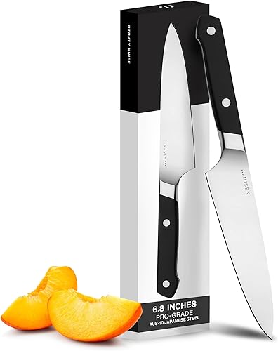 Misen Cuchillo de chef de 6.8 pulgadas, acero inoxidable japonés AUS-10 de alto carbono, hoja híbrida alemana y japonesa, cuchillo de cocina de