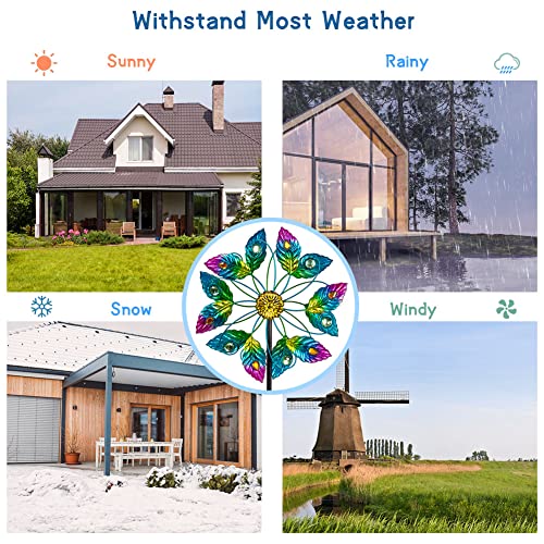 Viveta 51.2 Inch Garden Wind Spinners, Metal Wind Sculptures & Spinners Yard Spinners Outdoor Peacock Double Sided Windmill Spinner For Patio Lawn Decor #TOP4