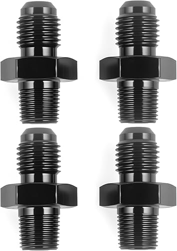 4AN macho a 1/8NPT adaptador de unión recta de conector de tubería de aluminio negro 4 piezas