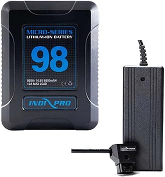 IndiPRO Micro-Series 98Wh V-Mount Li-Ion Battery and 2.5A D-Tap Pro Battery Charger Kit