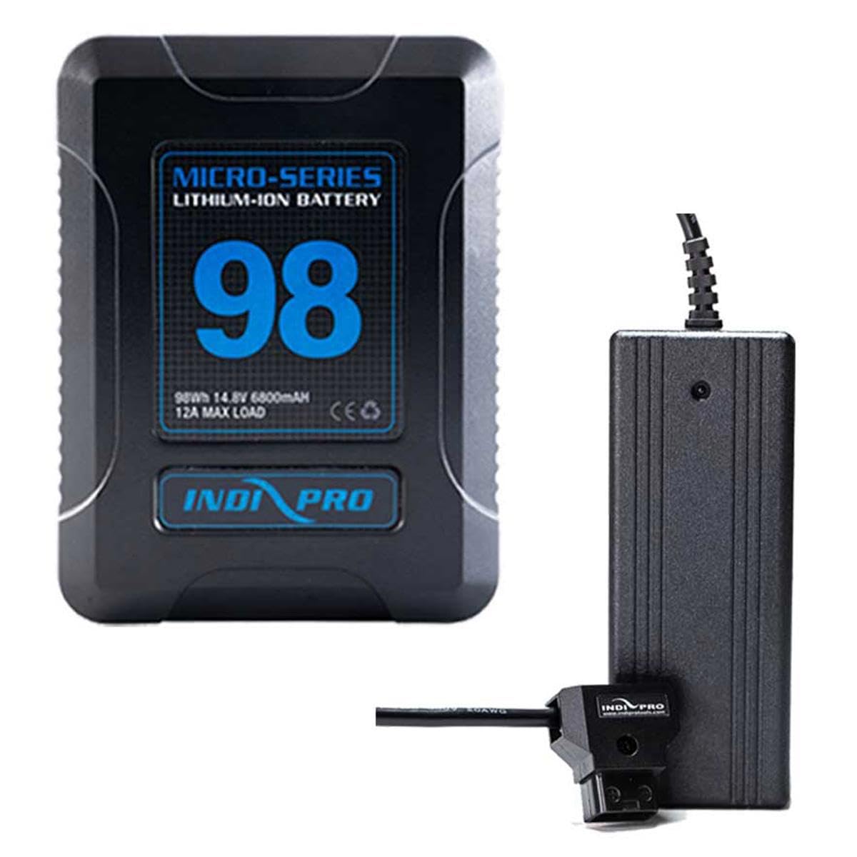 IndiPRO Micro-Series 98Wh V-Mount Li-Ion Battery and 2.5A D-Tap Pro Battery Charger Kit