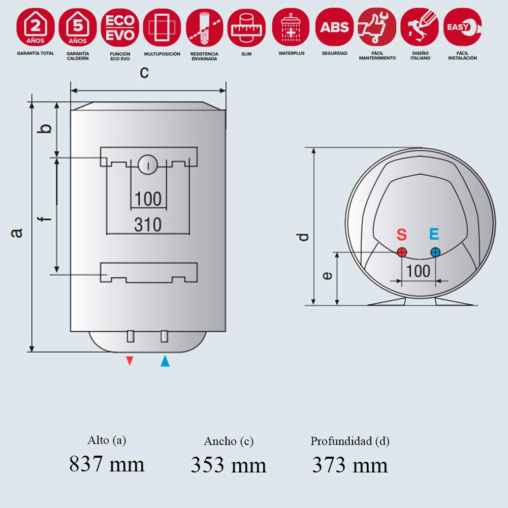 TERMO ARISTON MULTIS 50 DRY SLIM MULTIPOSICION