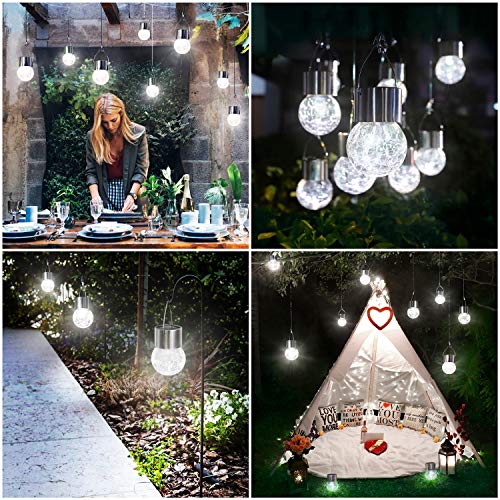 12-Pack Hanging Solar Lights Outdoor,Decorative Cracked Glass Ball Light,Solar Powered Waterproof Globe Lighting With Handle For Garden,Yard,Patio,Tree,Holiday Decoration(Cool White) #TOP6