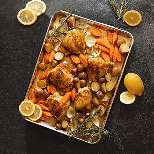 Image of KITCHENATICS Quarter Sheet Baking Pan Aluminum Nonstick Oven Safe Set 2 | Two quarter sheet pans sized for small convection ovens, small batches and everyday oven baking