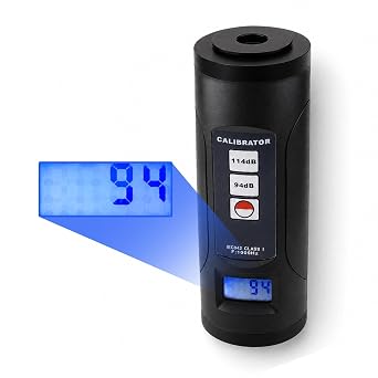Sound Level Calibrator 94dB / 114dB Fits 1 and 1/2 Microphones Digital Decibel Meter Calibratior with 0.3dB High-Precision SPL Calibrator Digital LCD Display with Backlight