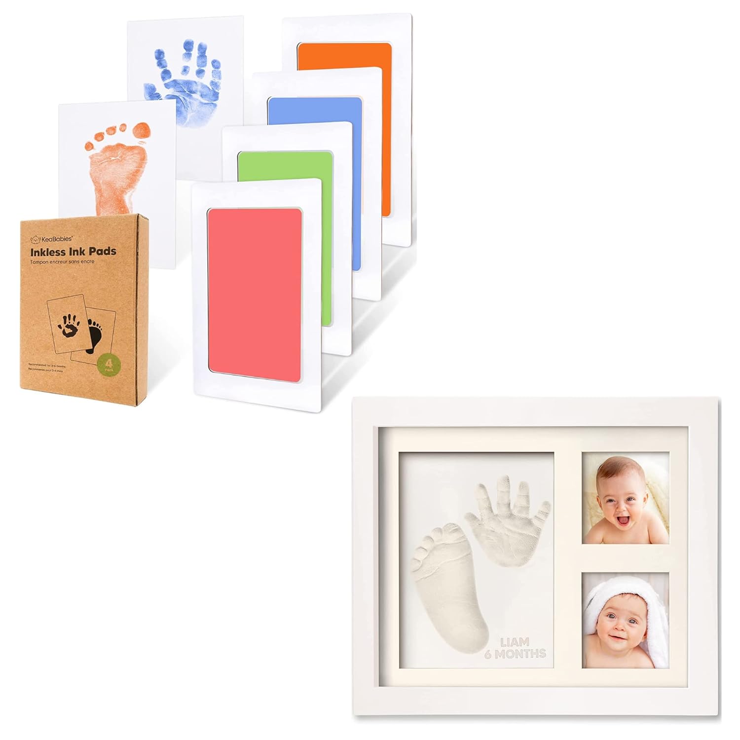 KeaBabies 4-Pack Inkless Hand and Footprint Kit and Baby Hand and Footprint Kit - Ink Pad for Baby Hand and Footprints - Baby Footprint Kit - Dog Paw Print Kit,Dog Nose Print Kit - Baby Keepsake