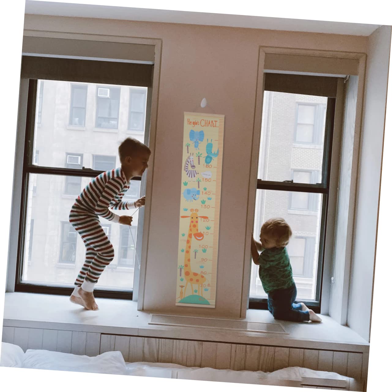 Nordic Style Height Growth Chart for Boy Girl Durable Oil Canvas Wall Hanging Ruler with Giraffe Design for Nursery Decor and Tracking Boy Girl's Growth