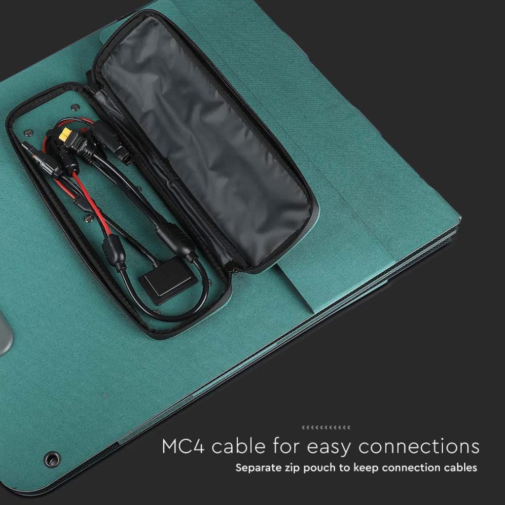 V-TAC Panneau solaire photovoltaïque portable pliable universel – 80 W – Monocristallin – Charge Power Station – Câbles et connexion XT60, DC – Ports USB-A et Type-C – Étanche IP67