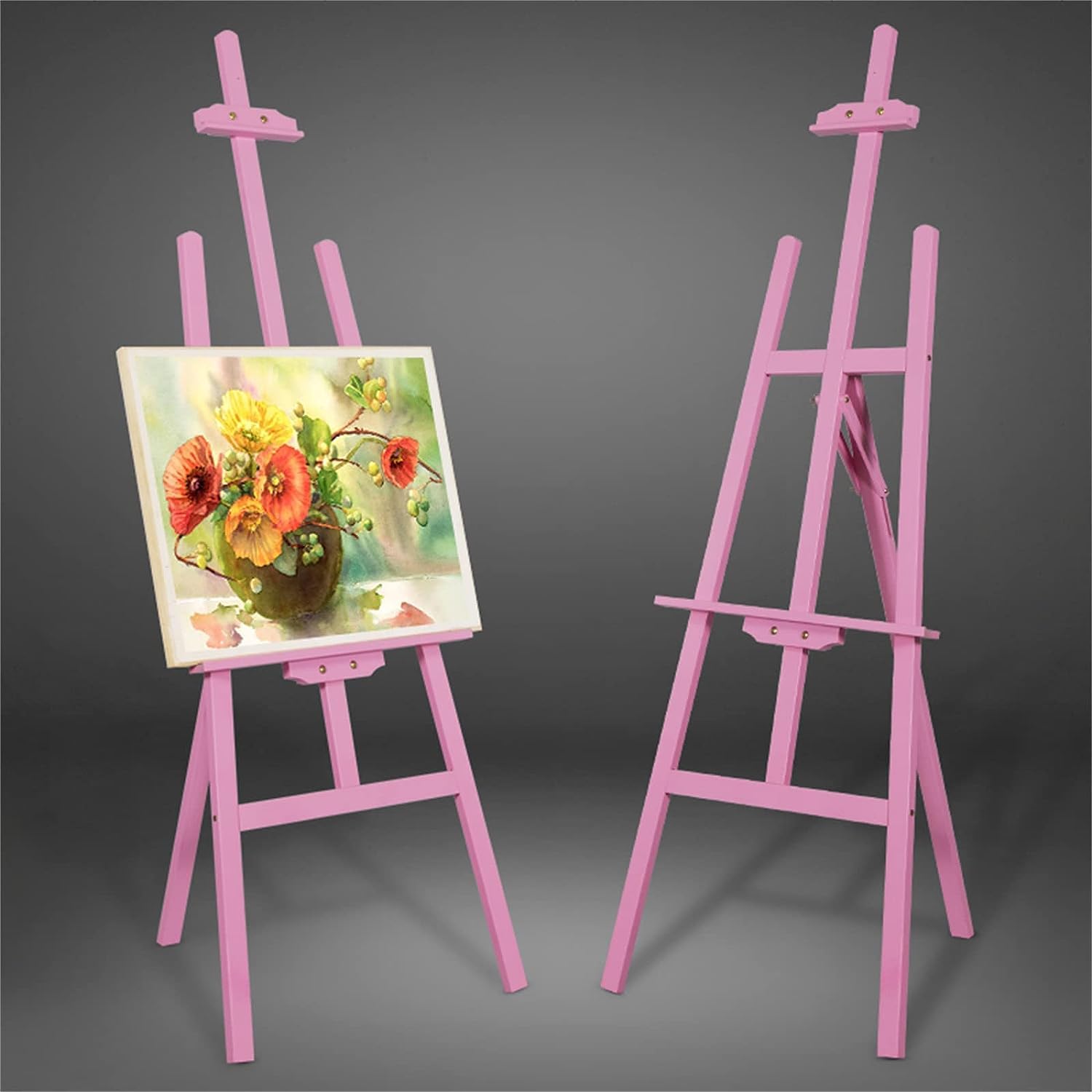 Caballete Caballete Soporte Caballete de Exhibición Rosa de 1,5 M para Logotipo de Boda, Caballete Ar de Pie Caballete Plegable Portátil para Pintura, Dibujo, Bocetos, Caballete de Altura Ajustable
