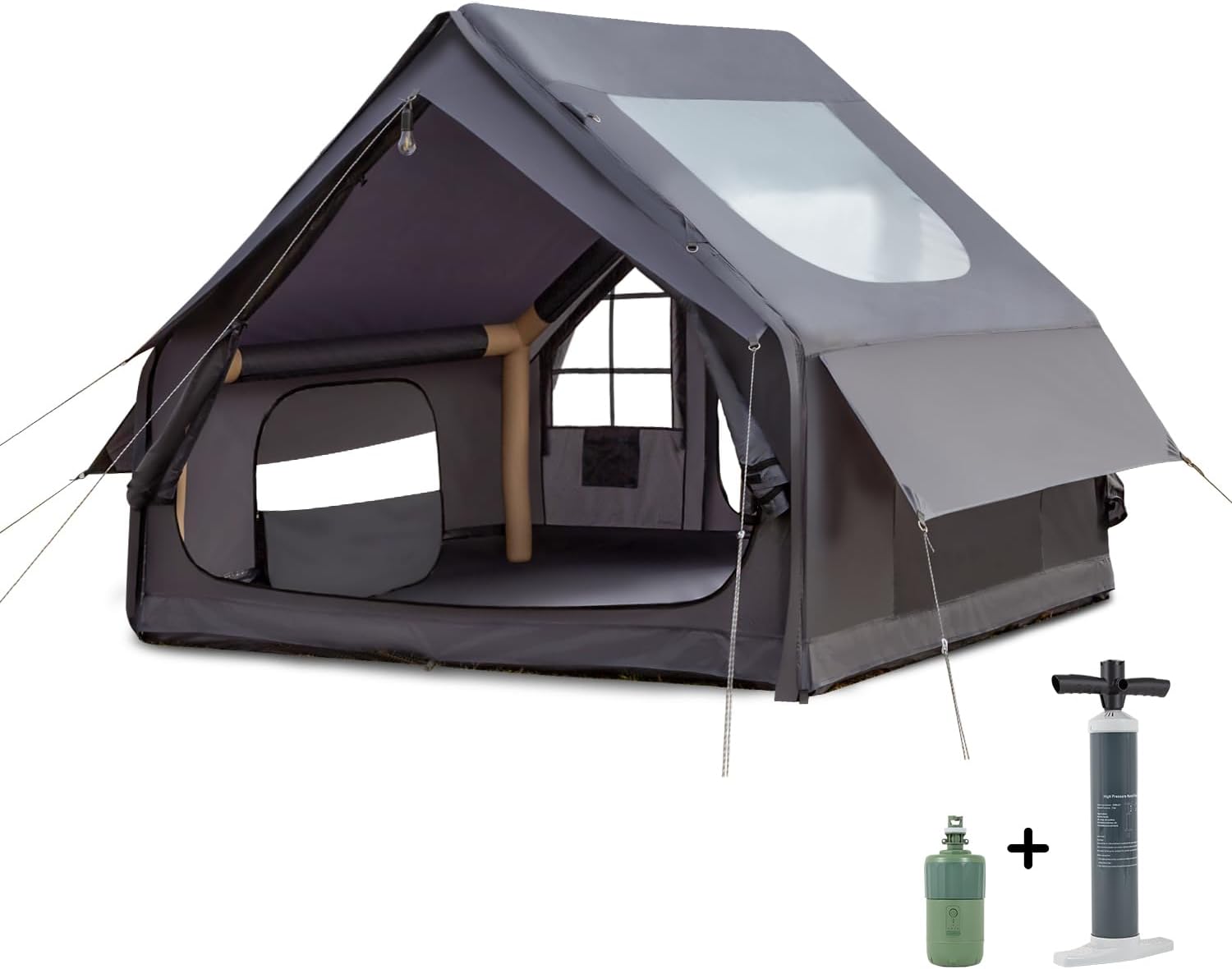 Inflatable Camping Tent, with Electric Air Pump, 4 Season Waterproof Windproof, Clear Skylight & 420D Oxford Waterproof, Air Tent with Mesh Windows/Doors Inflatable Camping Tent, with Electric Air Pump, 4 Season Waterproof Windproof, Clear Skylight & 420D Oxford Waterproof, Air Tent with Mesh Windows/Doors