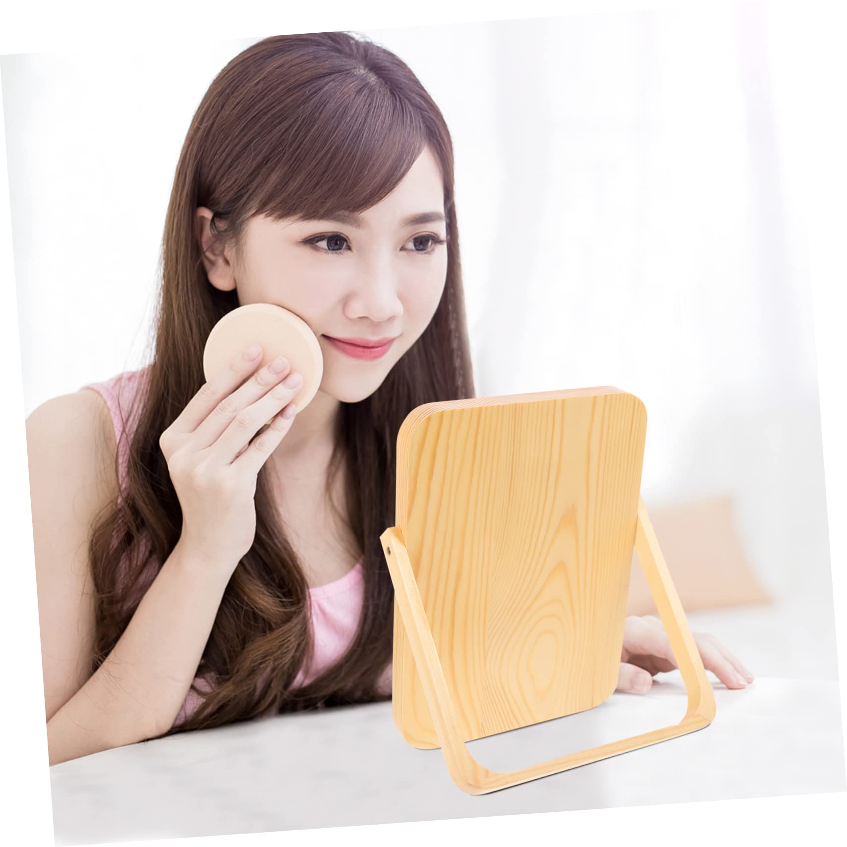 PartyKindom Folding Makeup Mirror with Stand Compact Desktop Cosmetic Mirror for Tables Ergonomic Design for Bedroom and Bathroom Use Reflection for Makeup