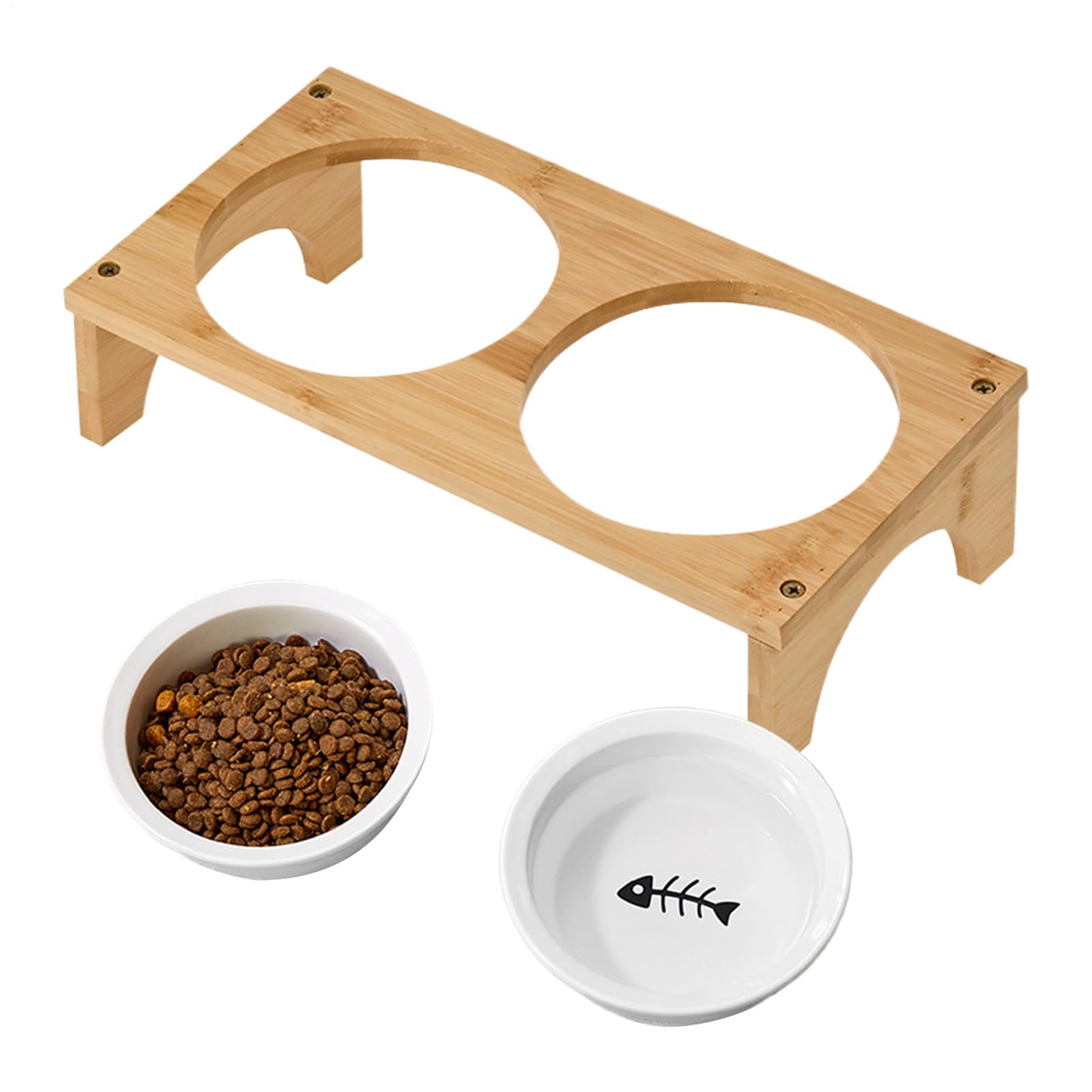 Gamelles surélevées pour chat en céramique avec support station d'alimentation voyage