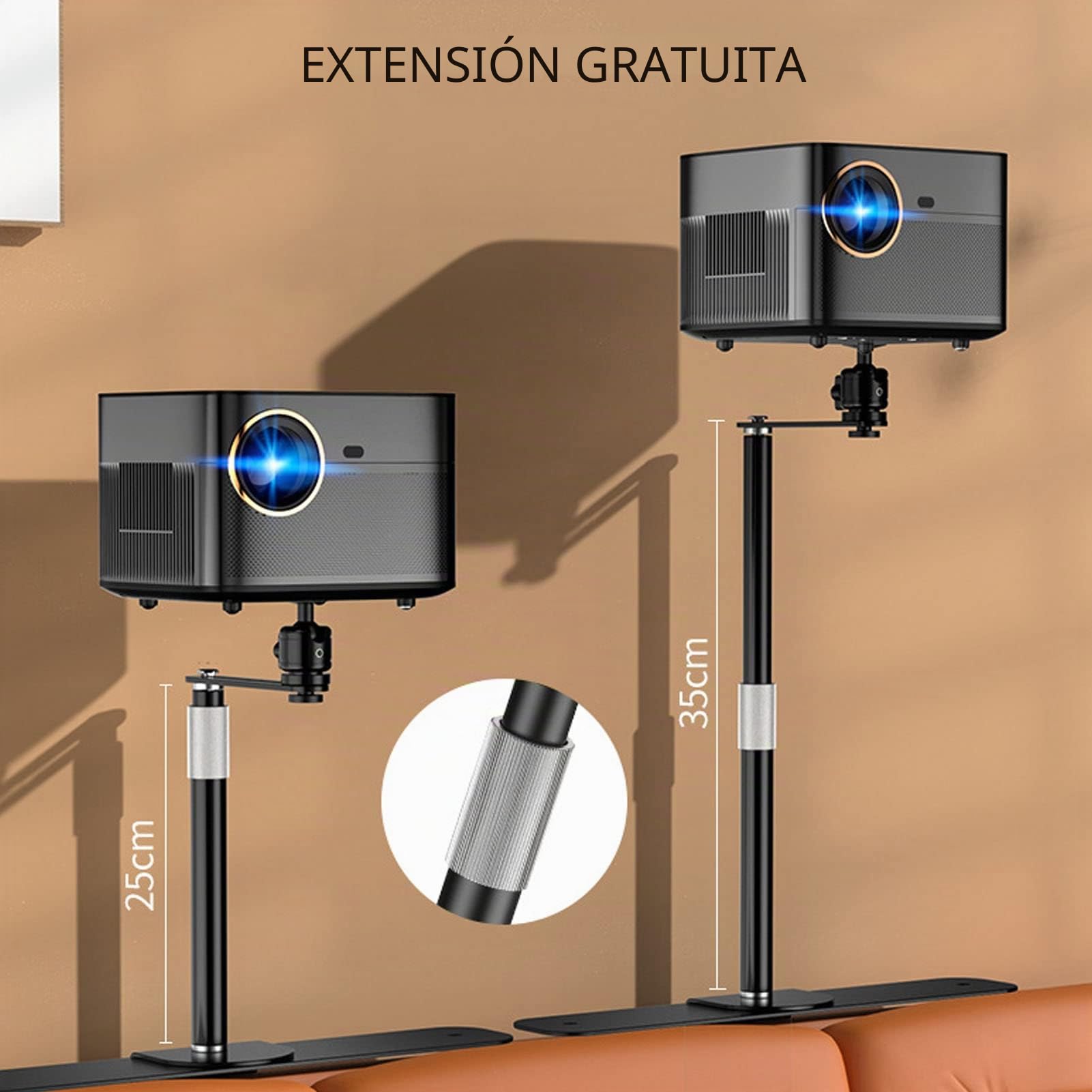 Soporte de Altura Ajustable para Proyector, para Sofá y Escritorio, con Giro (Blanco)