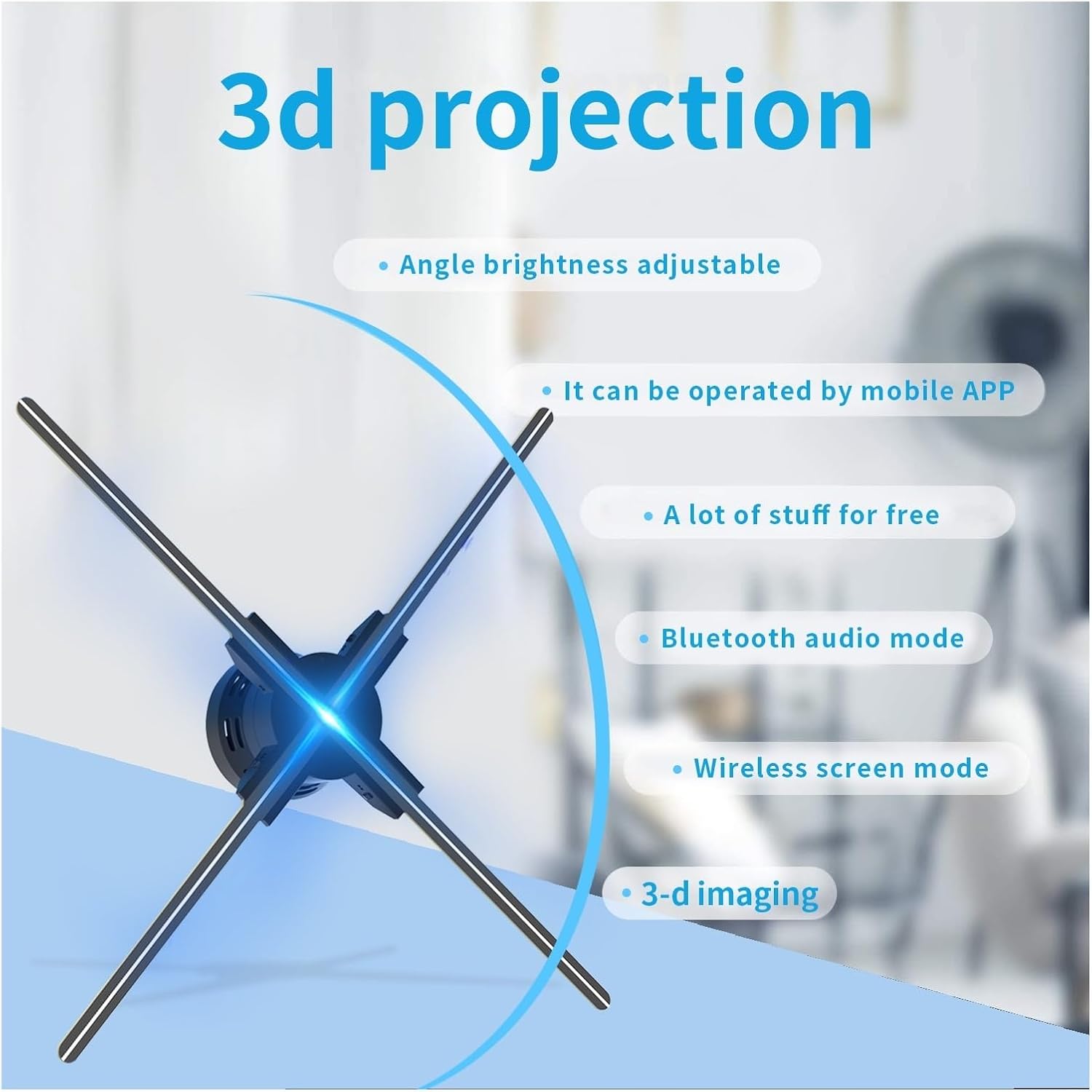 3D Hologram Fan 3D Fan Hologram Projector Remote Control Commercial Advertising Display Holograma Projetor Transmit Picture Video(1_42cm)