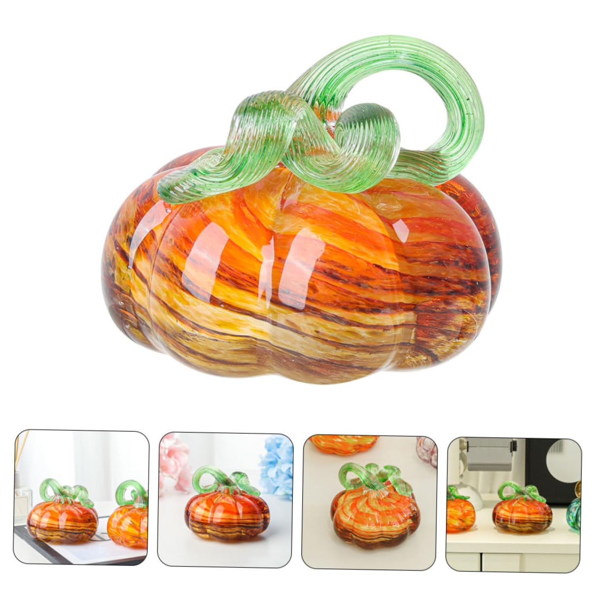 Design Realistico di Zucca Artificiale in Cristallo, Facile da Pulire, Ornamento da Tavolo per Halloween, Decorazione Autunnale, Decorazione per la casa di Halloween, Accento Deco