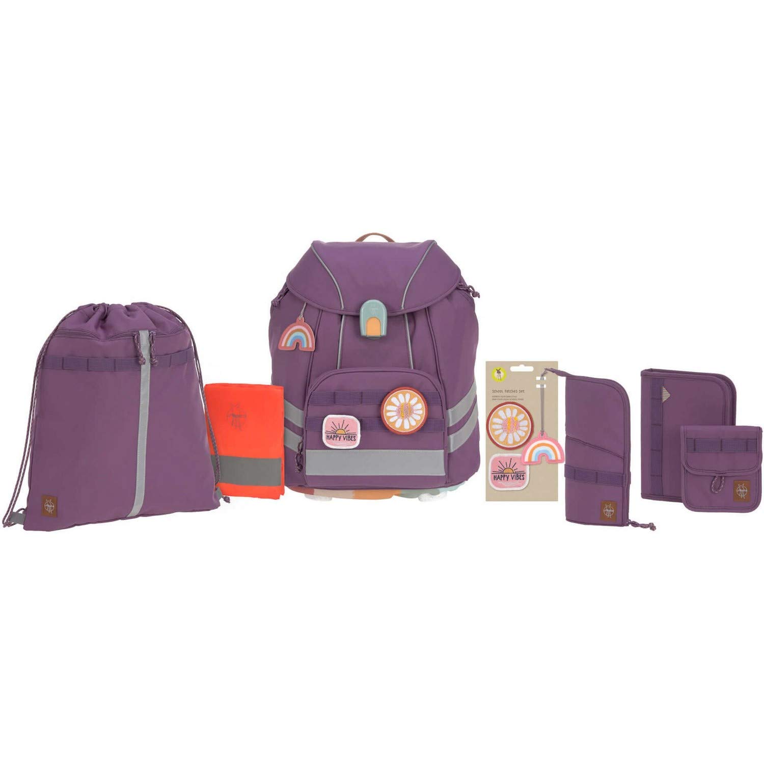 LÄSSIG 7-teiliges Schulranzen Set Kinder/School Set Flexy Unique Lila/Violett