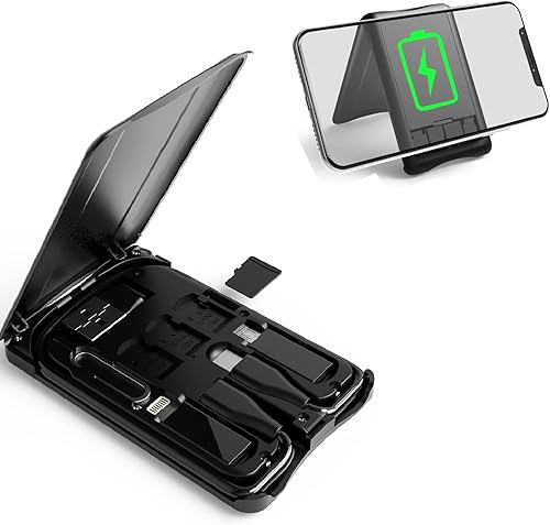 Caja de cable de datos con cargador inalámbrico, convertidor de cable de carga multitipo, adaptador de cargador inalámbrico multifunción, lector de