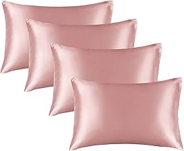 WEXUS Silk Pillowcase for Hair and Skin Standard Size 28"X 18" | 4 Piece Silk Pillow Covers with Envelope Closure end Design|Silk Pillow Cases Soft Breathable Smooth Cooling for Sleeping (Peach)