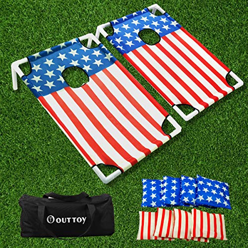 OTTARO Cornhole Toss Game Set with 8 Cornhole Bean Bags with Travel Carrying
