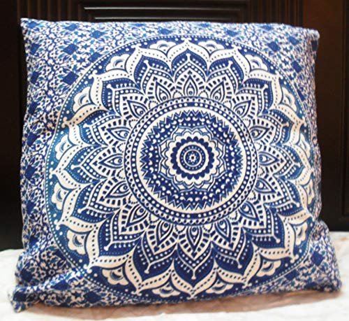 Housse de coussin carré multicolore avec pompons style mandala