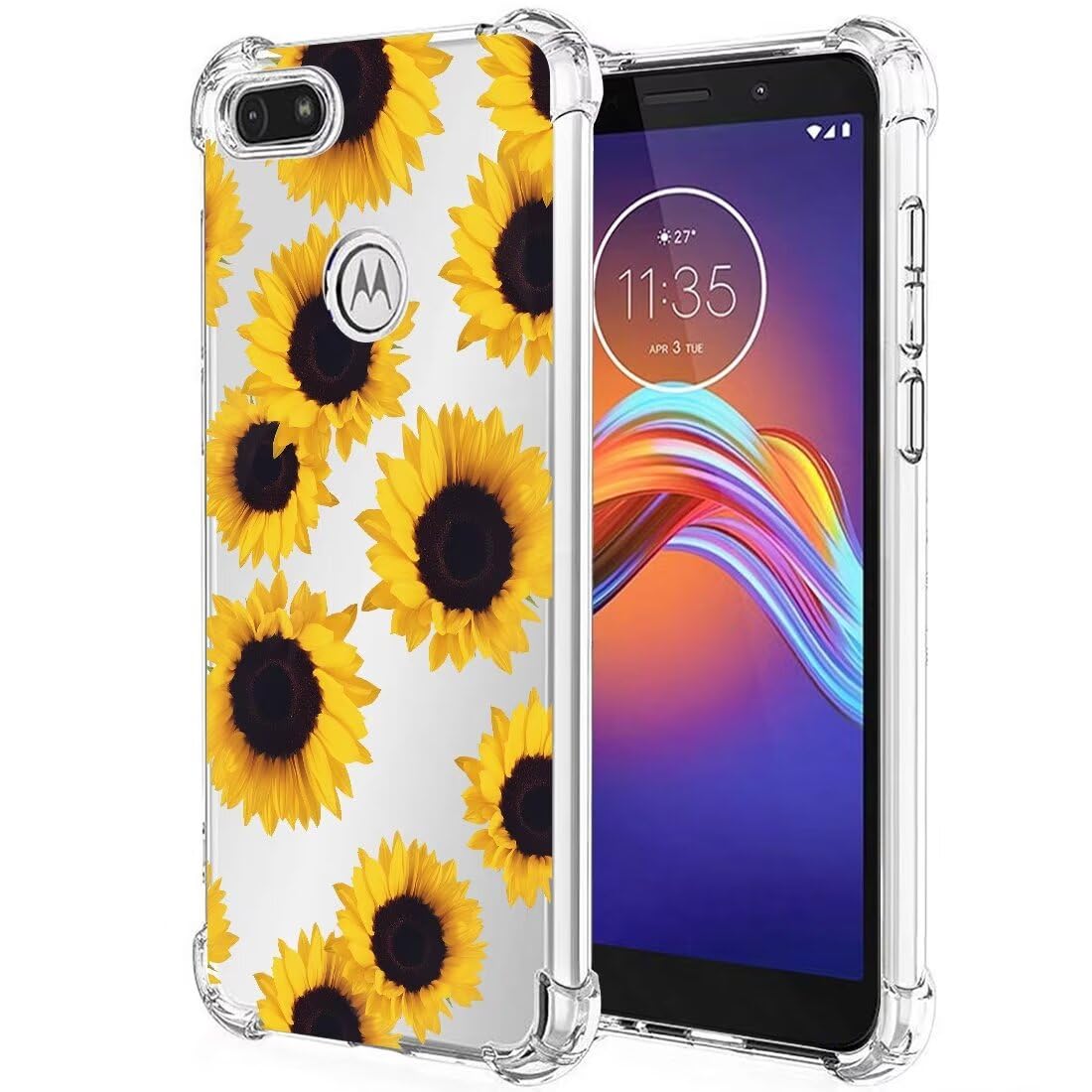 Jhxtech Custodia per telefono per Moto E6 Play, Motorola E6 Play XT2029 ragazze donne, sottile, antiurto, trasparente, motivo floreale, morbida e