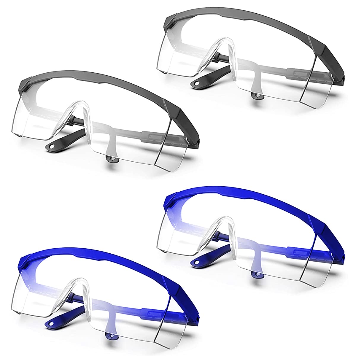 Qixuer 4 Pieces Safety Goggles,Anti-Droplet Dandruff Goggles Adjustable Protective Glasses Anti Steam Work Glasses Goggles Clear Goggles Anti Fog Safety Glasses for Lab Screwfix Adult DIY Grinding
