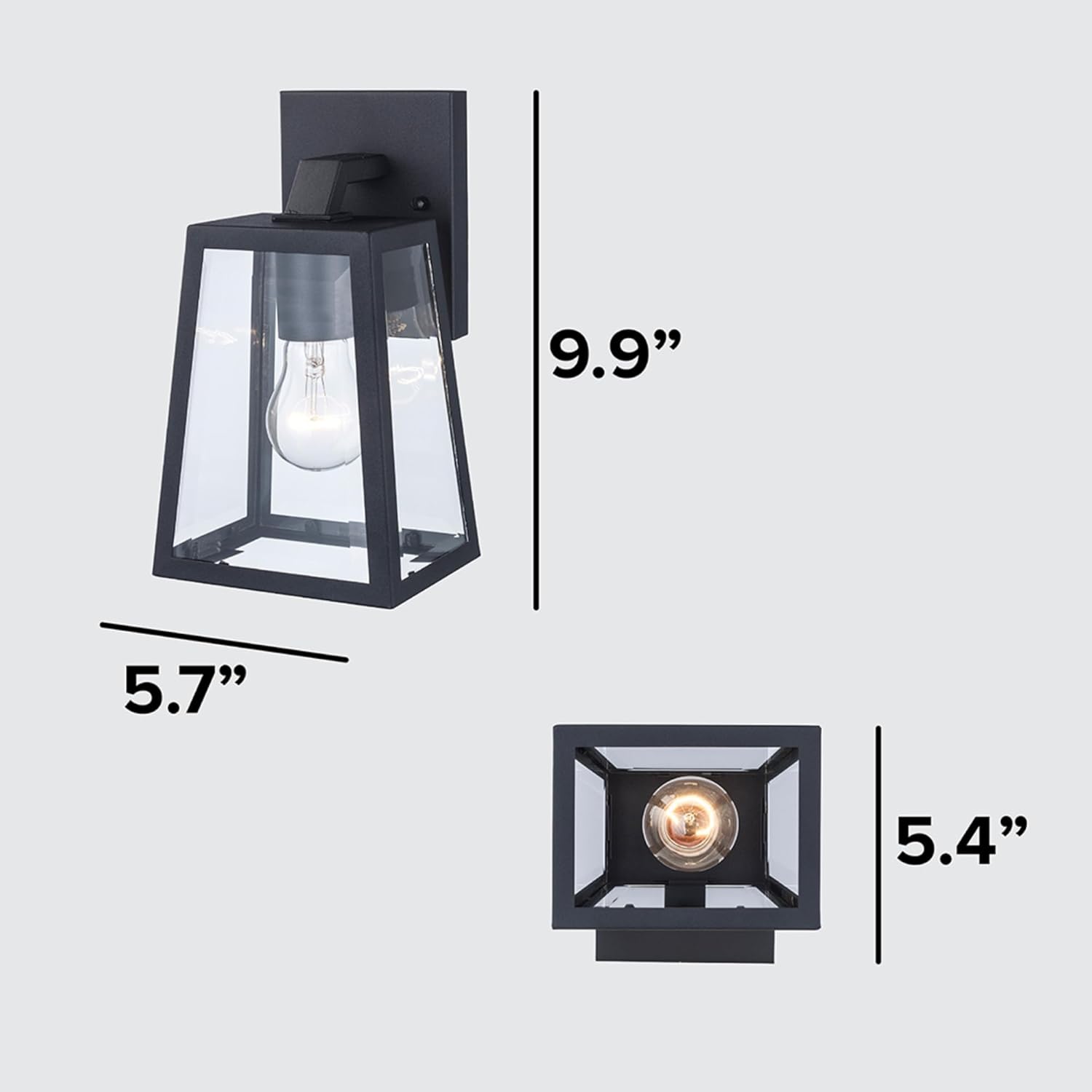 Charmelle 10-Inch Outdoor Wall Light | Black Exterior Sconce with Clear Glass | 1-Light Fixture | Uses E26 Medium Base Bulb | Wet Rated for Porch, Patio, Garage, or Entryway Lighting (10 Inch)