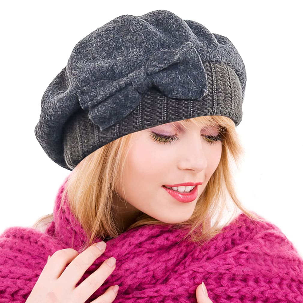 Ruphedy Women's Beret Hat Chic French Beret Beanie Wool Dress Winter Hats Hy022
