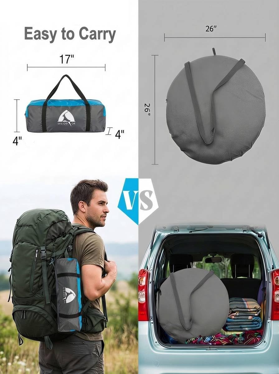 Beach Umbrella with UPF 50+ UV Protection, Portable Beach Tent Canopy with 360° Ventilation, 4 Sandbags, Wind Ropes & Stakes, Storage Pockets for Beach, Travel, Backyard (3)