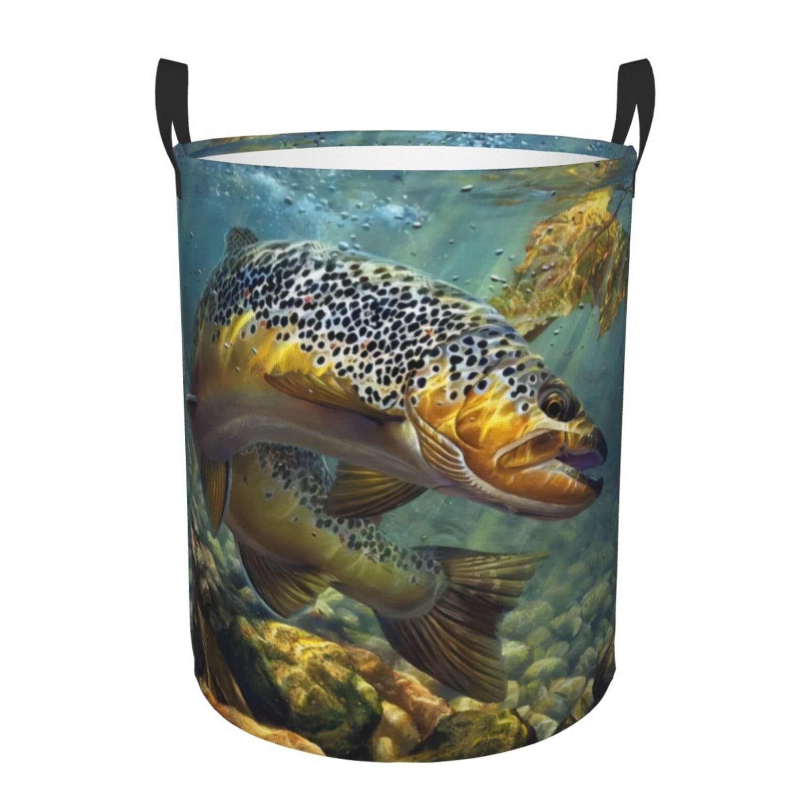 S Circular Hamper Fly Fish Print Storage Basket for Home