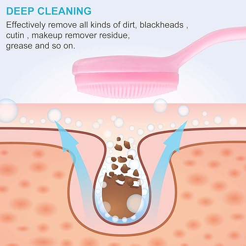 Miniatura 5 de Paquete de 4 cepillos de limpieza facial manual de silicona, agradable a la piel, impermeable, limpiador exfoliante para puntos negros, espinillas,