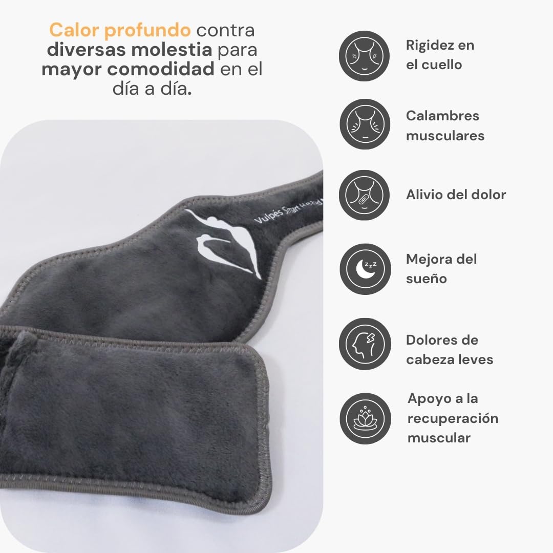 Vulpés NeckPad Pro – Almohadilla Térmica Cervical Inalámbrica | Calor Infrarrojo Profundo | Control por App | Materiales Certificados | Gran Autonomía de Batería