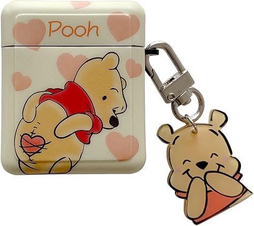 Funda de TPU suave con gancho para llavero de Apple AirPods 1, 2, 1 generación, con diseño de mueca de puntada azul, cara divertida, corazón,