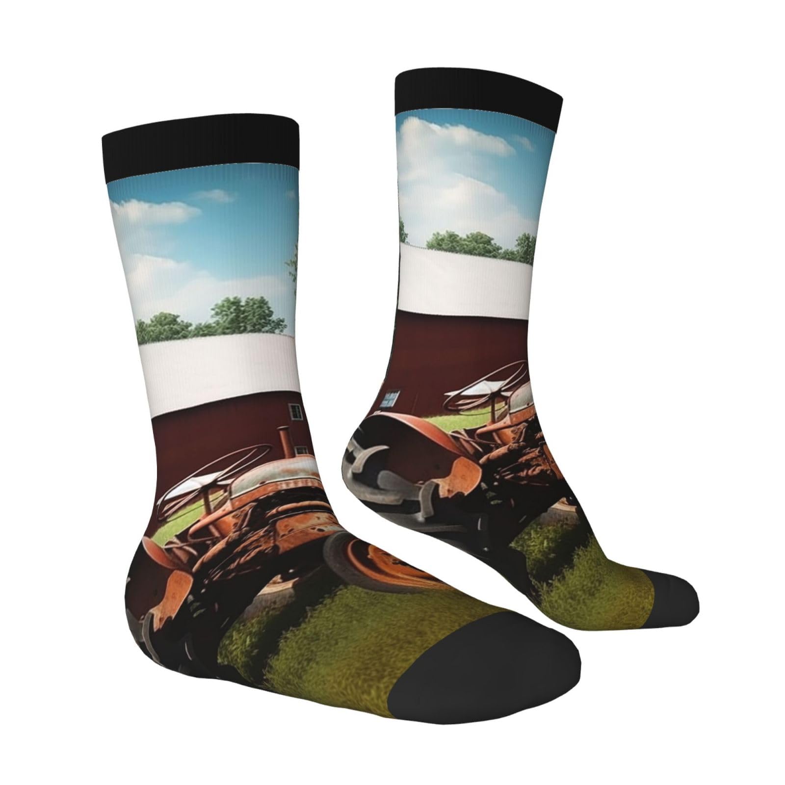 LZQPOEAS Company Farm Tractor Athletic Socks Unisex Cushioned Crew Socks Hiking Running Calf Sock Soft Above Ankle Sock