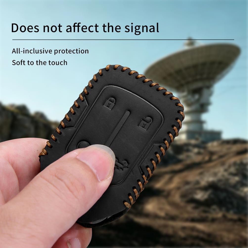 Leather Compatible with GMC key fob cover for 2019 2023 Sierra 1500 2500HD 3500HD Terrain and Compatible Chevy Silverado 1500 accessories 5 buttons keychain