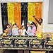 4 Pack Construction Foil Fringe Curtains Backdrop Birthday Party Decorations Supplies, 3.28 x 6.56 Ft Yellow Orange Black Tinsel Streamer Photo Booth Props for Truck Party Decor Favors
