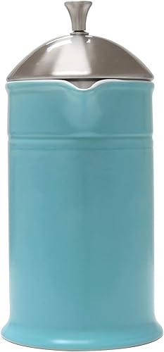 Miniatura 4 de Chantal Prensa francesa de gres con émbolo y tapa de acero inoxidable, capacidad de 28 onzas, aguamarina