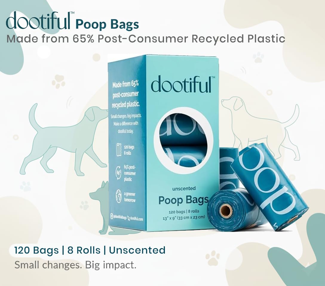 Lot de 120 sacs à déjections canines non parfumés 8 rouleaux